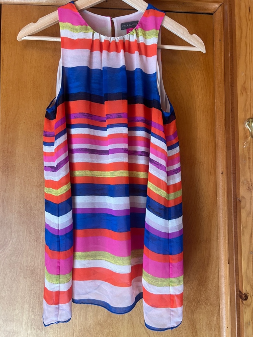 Vince Camuto Colorful Striped Sleeveless Women’s Polyester Lined Tank Multicolor
